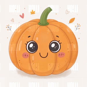 Kawaii Pumpkin Clipart, Spooky Halloween Pumpkin, Halloween Aesthetics, Fall Decor, Autumn Printables, Digital Download, Pumpkin Sticker