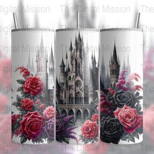 Romantasy High Fantasy Tumbler Wrap, Vintage Castle PNG, Magic Books Fairytale Bookish Sublimacja Pobierz, TYLKO CYFROWE