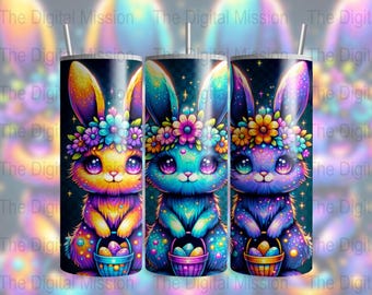 Gruselige Ostern Tumbler Wrap, süßer Geist Osterhase 20 Unzen Skinny PNG, Sublimationsdesign png, lustige Ostern Sublimation, NUR DIGITAL