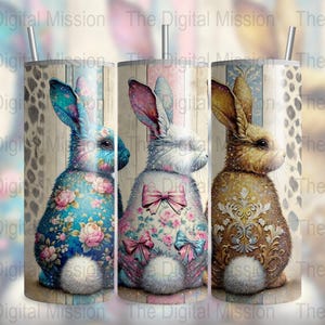Cute Coquette Easter Bunny Tumbler Wrap, 20oz Skinny Easter Tumbler PNG Sublimation Design, Grandmillenial Easter Download, DIGITAL ONLY