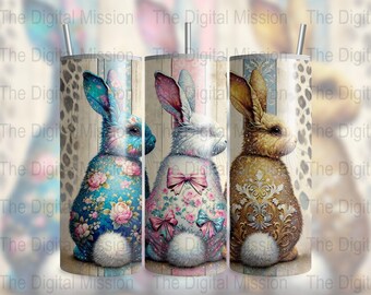 Cute Coquette Easter Bunny Tumbler Wrap, 20oz Skinny Easter Tumbler PNG Sublimation Design, Grandmillenial Easter Download, DIGITAL ONLY