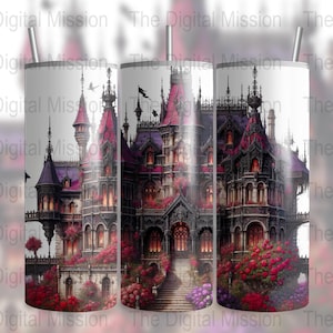 Romantasy High Fantasy Tumbler Wrap, Vintage Castle PNG, Magic Books Fairytale Bookish Sublimacja Pobierz, TYLKO CYFROWE