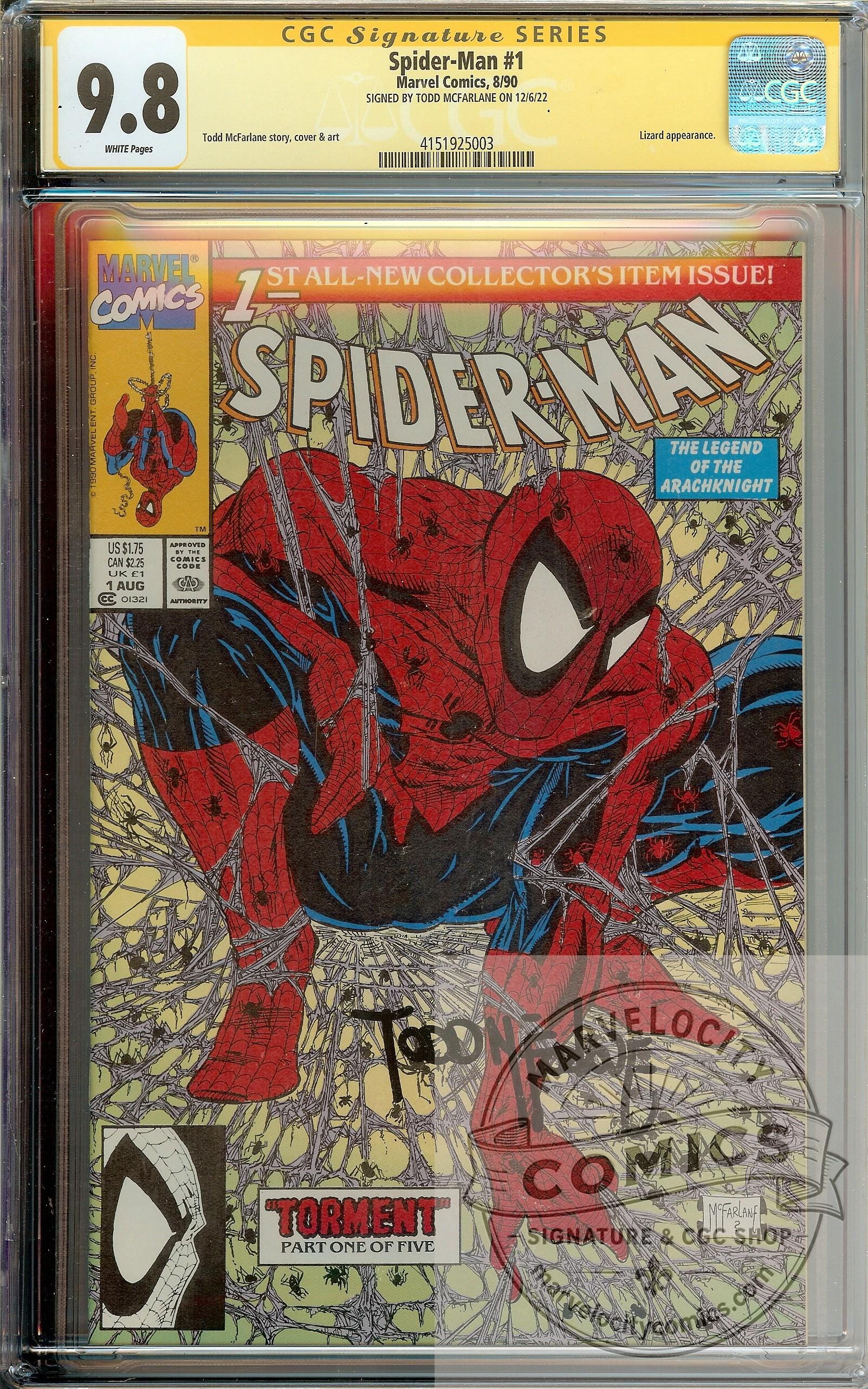 SPIDER-MAN #1 Torment Green Variant CGC 9.8 Signed Todd Mcfarlane