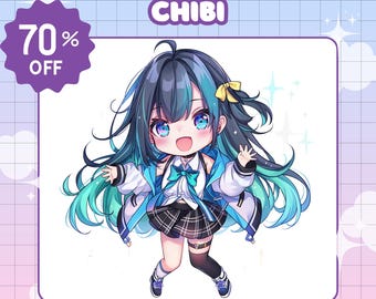 Custom Chibi Anime Character Commission | Chibi Character | Cute Chibi | Chibi icon | Chibi PFP | Chibi Animal | Chibi Vtuber | Couple Gift