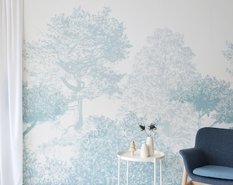 Hua Trees Mural Wallpaper Blue