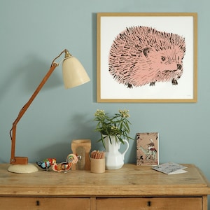 Hedgehog Pink Giclée Animal Print Woodlands Collection