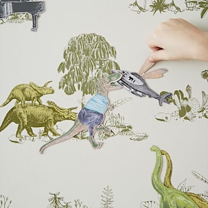 Carta da Parati Magnetica Dino - Verde Giallo, Carta da Parati Interattiva per Bambini, Carta da Parati per Asilo Nido, per Bambini