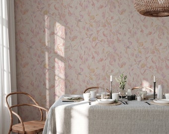 Abstract Blooms Wallpaper - Pink, Abstract Floral Wallpaper, Retro Wallpaper, Petals Wallpaper, Colourful Eclectic Wallpaper, Vintage