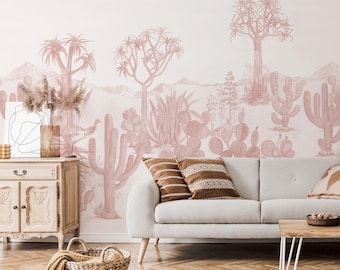 Desert Mural Wallpaper Pink