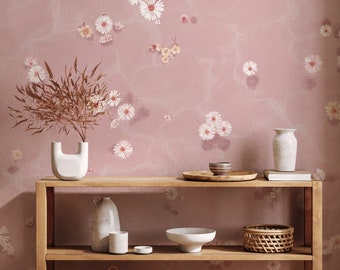 Floral Bath Mural Wallpaper Blush