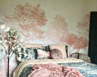 Hua Trees Mural Wallpaper Pink