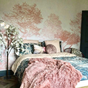 Hua Trees Mural Wallpaper Pink