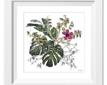 Tropical Bloom Giclée Floral Print | Flowers | Floral Art | Botanical | Wall Art | Home Decor