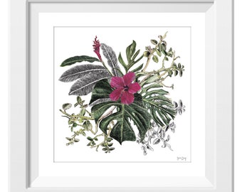 Tropical Bloom Giclée Floral Print | Flowers | Floral Art | Botanical | Wall Art | Home Decor