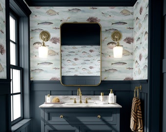 Fish Wallpaper, Under the Sea Wallpaper, Bathroom Wallpaper, Ocean Wallpaper, Tropical Fish Wallpaper, Bathroom Decor, Bathroom Wall Decor