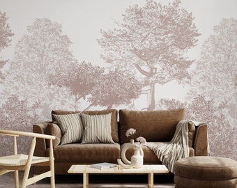 Hua Trees Mural Wallpaper Brown