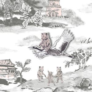 Carta da parati Magnetic Mountains – Grigio Rosa, Carta da parati Animali per bambini, Carta da parati per bambini, Carta da parati Orsi, Carta da parati interattiva