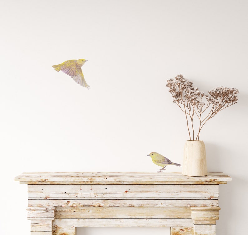 Bird flying reusable wall stickers on chimney