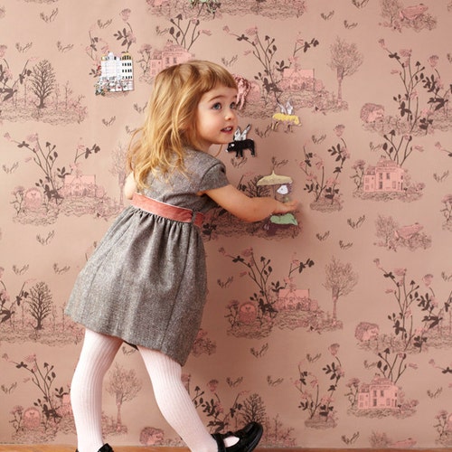 Woodlands Wallpaper Brown Pink Etsy