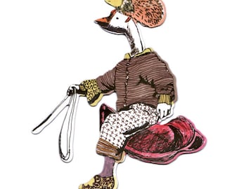 Goose Rider with Hat Magnet