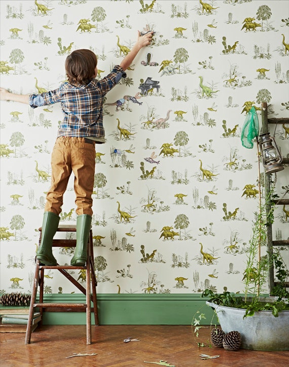 Magnetic Dino Wallpaper Yellow Green 