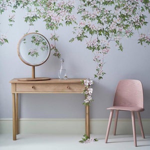 Carta da parati murale classica Clematis Dusty Blue