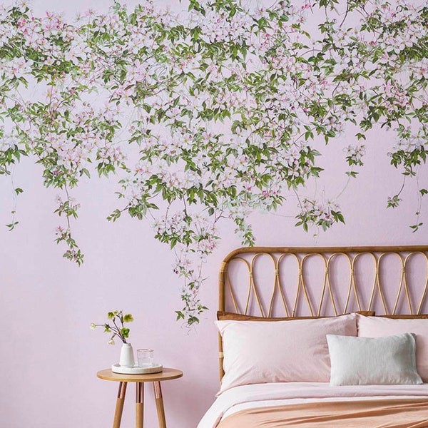 Klassische Clematis Wandbild Tapete Pink