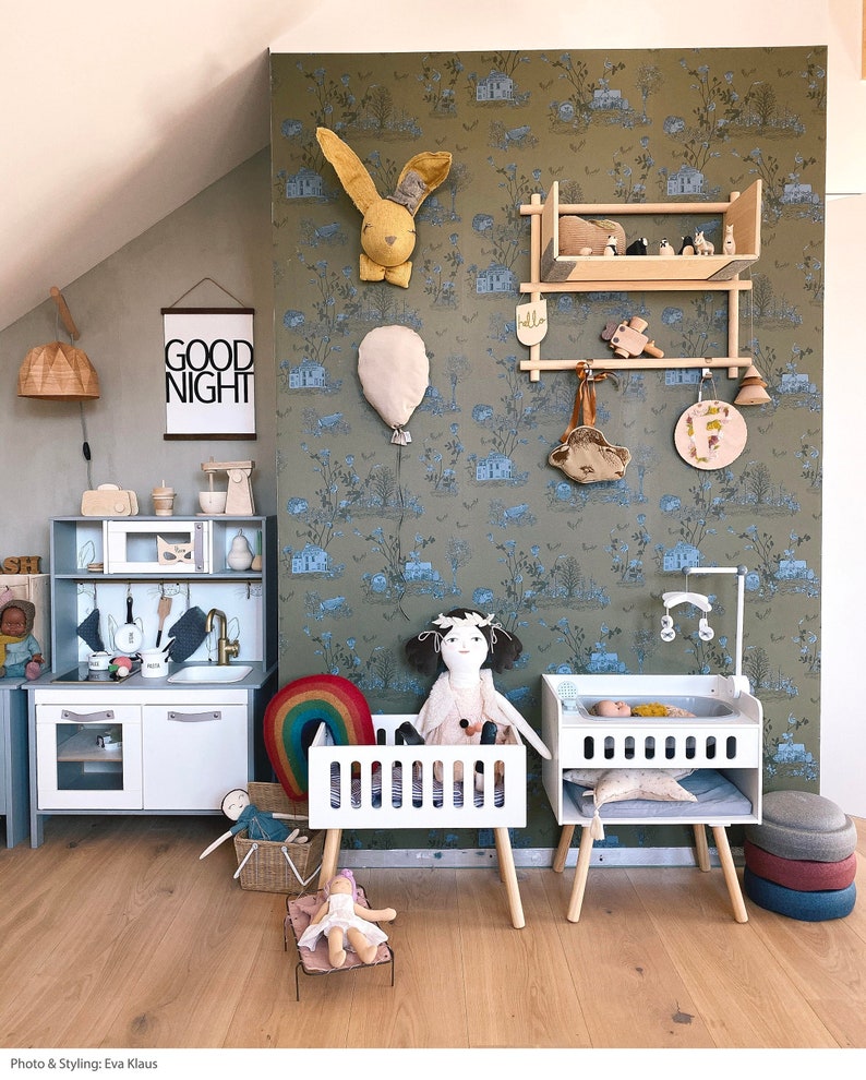 Khaki childrens wallpaper in nursery