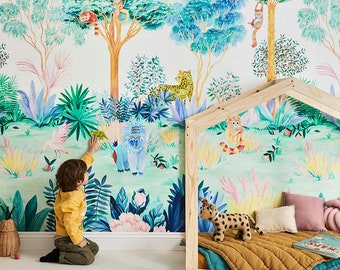 Magnetic Jungle Wallpaper Mural - Colour