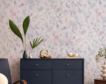 Abstract Blooms Wallpaper - Violet, Abstract Floral Wallpaper, Retro Wallpaper, Petals Wallpaper, Colourful Eclectic Wallpaper, Vintage