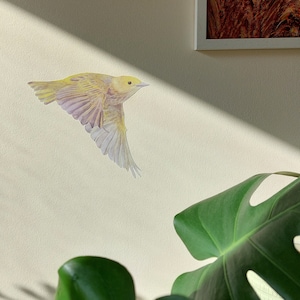 Bird flying reusable wall stickers in the sun