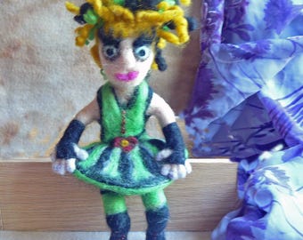 Hand Sculpted Sheep's Wool Art Doll, Collectible, OOAK, Prayer Card