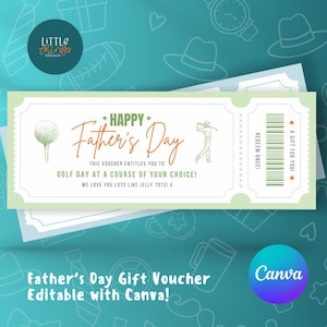 Modello di buono regalo per la festa del papà, modificabile, stampabile e personalizzato per papà, coupon per biglietti per bambini, download immediato