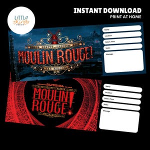 Moulin Rouge Surprise Broadway London UK Musical Theatre Bilet do wydrukowania Natychmiastowe pobranie