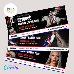 Beyonce: Cowboy Carter World Tour 2025 Printable Ticket Download Concert Present Gift Template