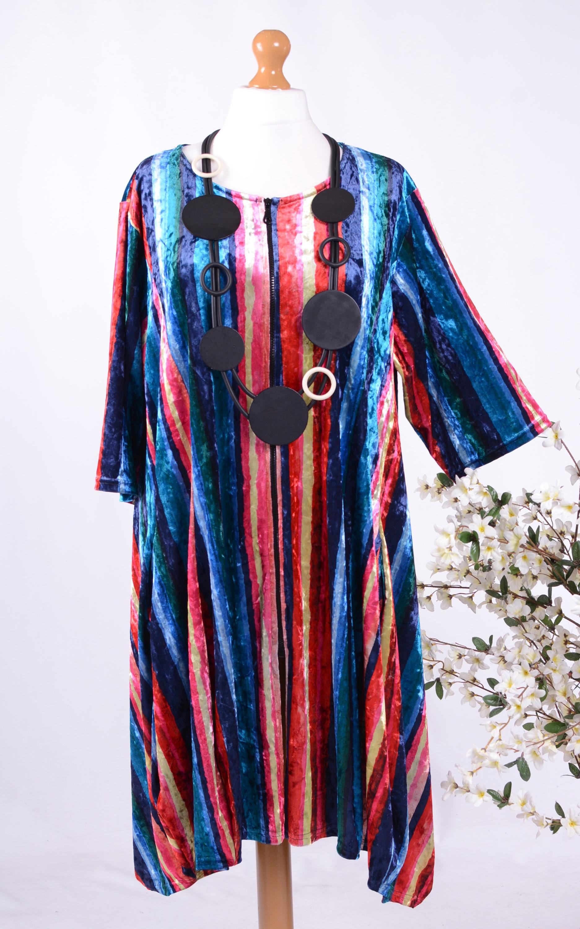 AKH Germany Lagenlook Midi Dress/jacket, Velour, Velvet, Multicoloured,  Lagenlook Clothing, Star Seller, Bohemian, Arty 54" Bust - B53 - Etsy New  Zealand