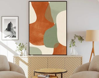 Boho Arch Wall Art Digital Print Abstract Terracotta Neutral Minimalist Decor, AI Generated art