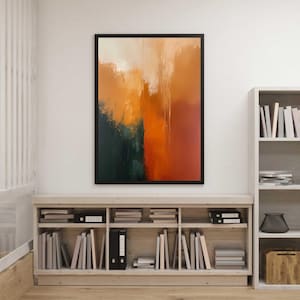 Abstract Brushstroke Art Print: Burnt Orange, Sage Green (Digital Download)