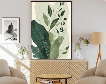 Smaragdgrüner botanischer Druck: Moderne Bio-Kunst (Digitaler Download)