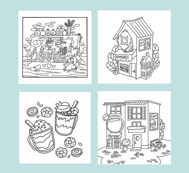 Cosy Coloring Page, 10 Cute Coloring Pages for Kids and Adults, PDF ...
