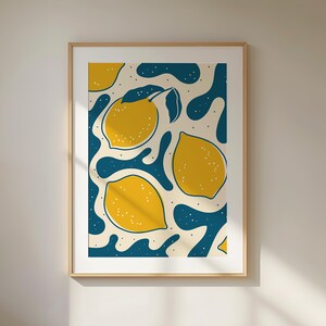 Lemons Art Print, Lemons Digital Art, Modern Wall Art, Kitchen Wall Decor, Cute Lemon Print