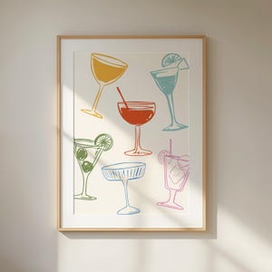 Retro Cocktails Print: Bunte Cocktailbar Deko für die Küche