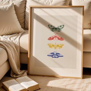 Stampa di farfalle, stampe d'arte retrò, casa minimalista, poster di farfalle colorate, regalo per gli amanti della natura, poster di farfalle, arredamento moderno