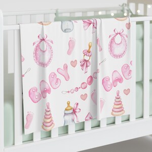 Cute pink baby blanket, soft jersey cuddle blanket, gift for any occasion