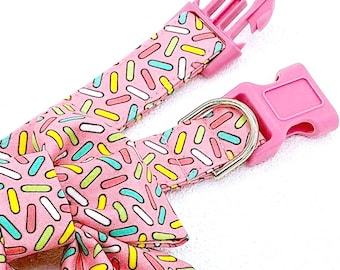 CUSTOM! SPRINKLES ; adjustable candy sprinkle fabric dog collar — customize your collar!