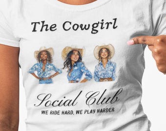Cowgirl Social Club T-Shirt: Western Chinoiserie Design