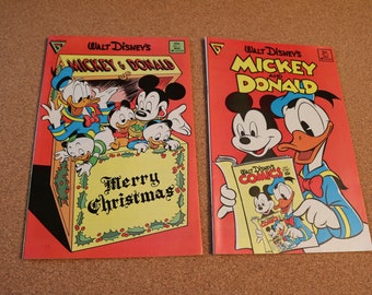 Mickey Mouse and Donald Duck Comics #1 and  # 3 Gladstone 1988 Walt Disney Merry Christmas ~ The Man of Tomorrow