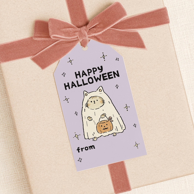 Boo Pdf Boo Basket Gift Tags, Ghost Cat Halloween Printable Tags, Cute Treat ...