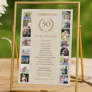 Golden Anniversary Photo Collage Template, 50th Wedding Editable Design, Personalized Gift Idea for Parents