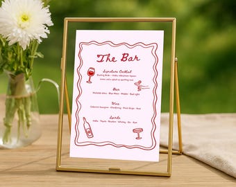 Wedding Bar Menu Template: Editable Cocktail & Drink Sign (Canva, Digital Download)